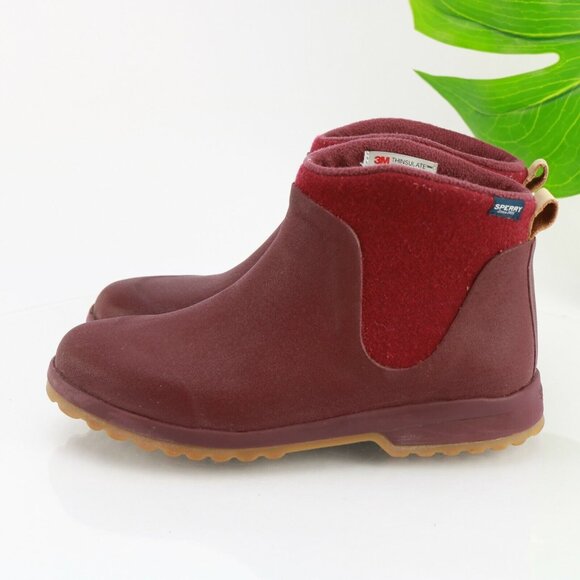 Sperry Womens Maritime Gale Boot Size 9 Burgundy Waterproof Snow Pull On Chelsea - Picture 8 of 12